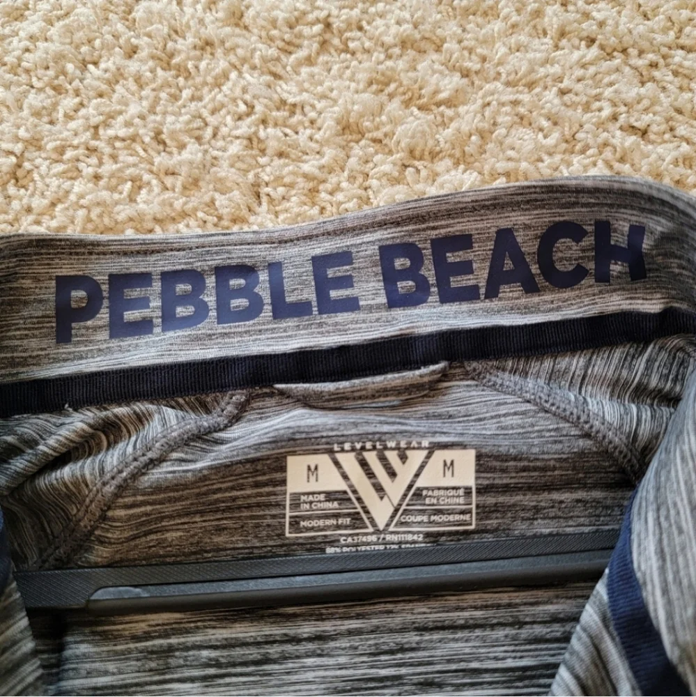 Levelwear Pebble Beach Quarter Zip Long Sleeve Shirt Gray Size Medium NWOT